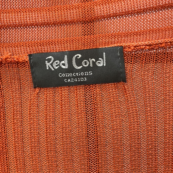 Vintage Red Coral, Open Sweater Deep Orange, Sz Large? - Picture 5 of 8
